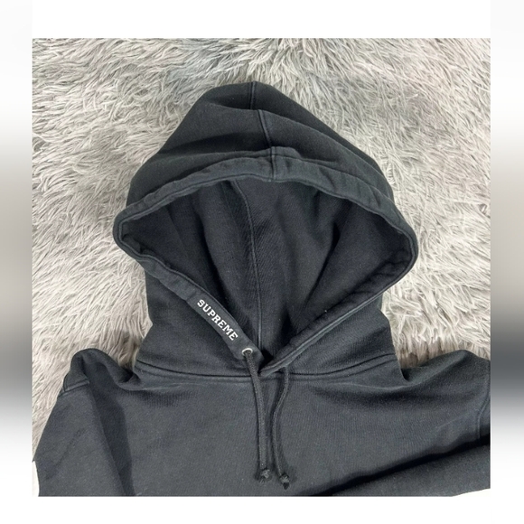 SUPREME x CHAMPION Collab Heavyweight Black Spell out Hoodie SS18 - Picture 2 of 14